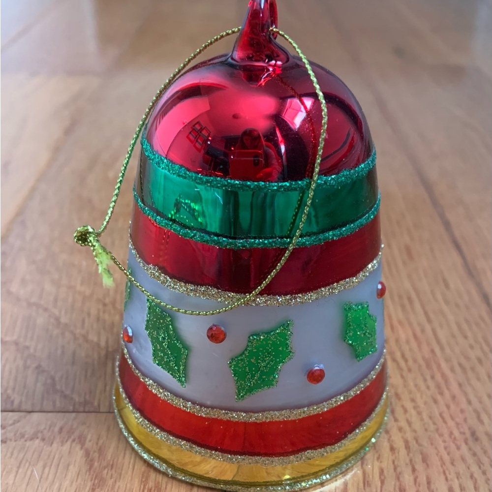 Holiday Bell Glass Ornament